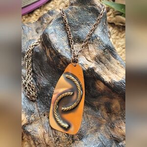 Western Style Copper Slab Pendant Necklace